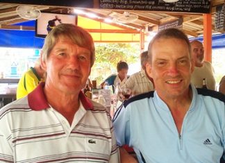Khao Kheow avoids the rain as Outback take the honours Tuesday’s Div A and B winners, David Day and Dennis Persson, relax after their respective victories.